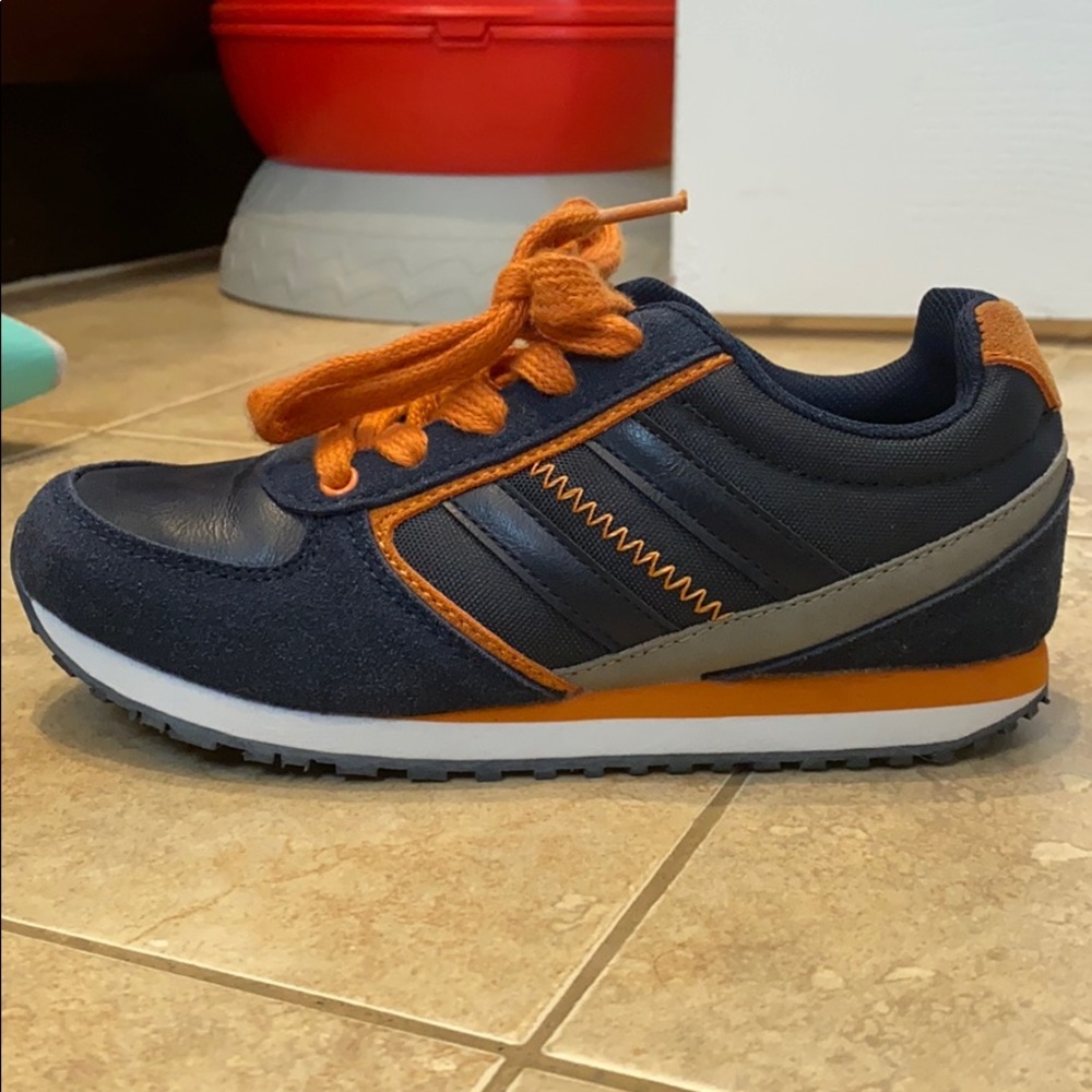 Blue and orange shoes